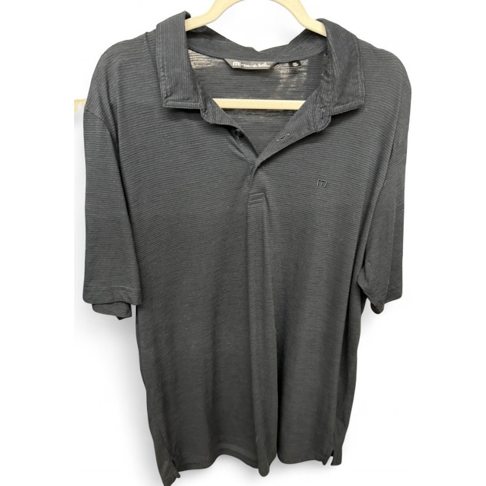Travis Mathew Men's Short Sleeve Golf Shirt Size 2XL Black & Charcoal Stripped